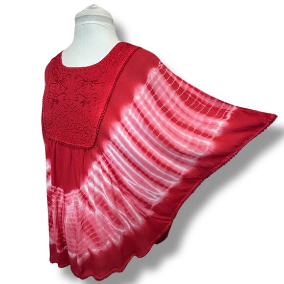 Advance Apparels Women’s Tie Dye Embroidered Free Size Shirt, Red, Free Size - Picture 4 of 10
